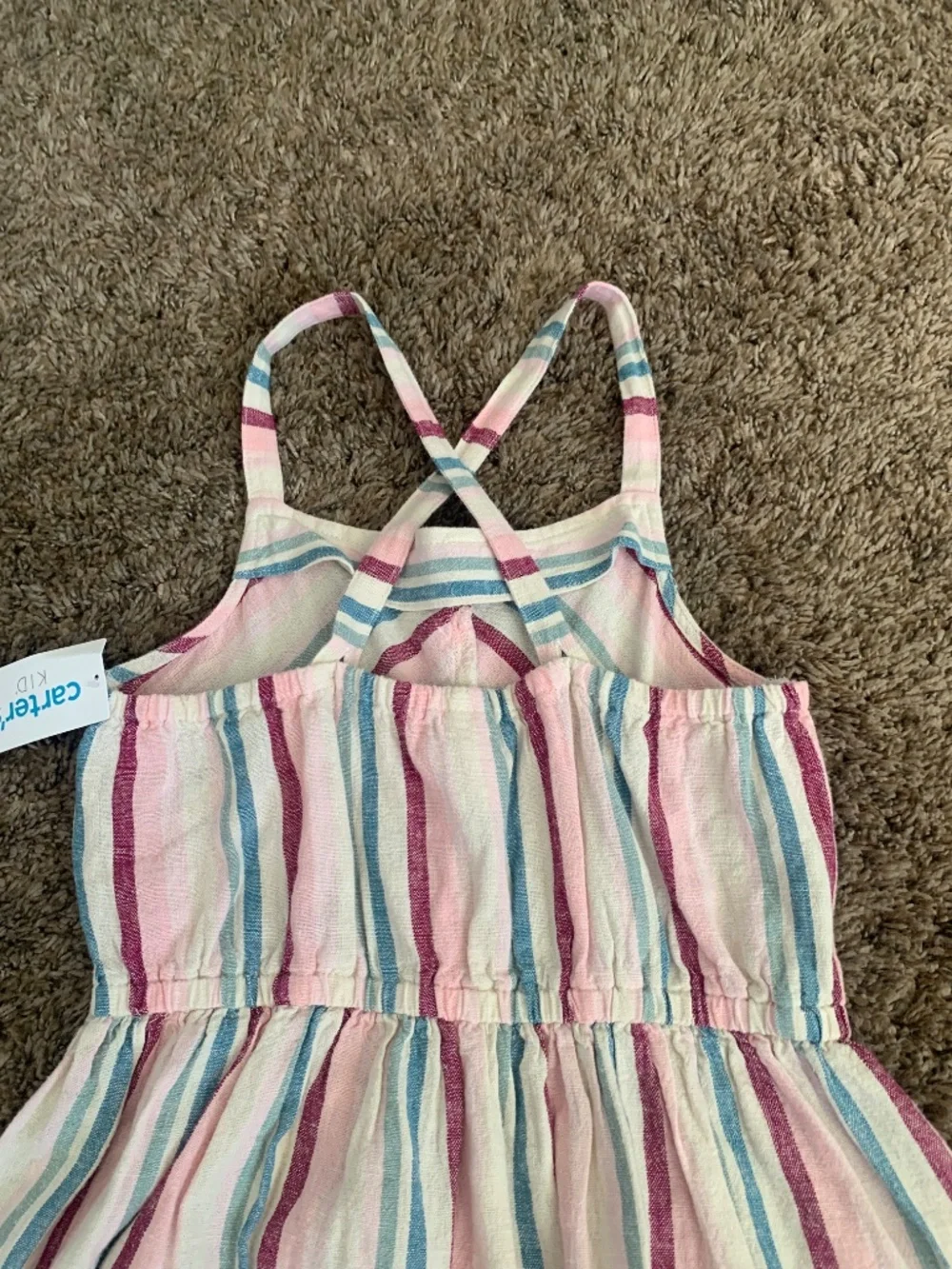 Carters Linen Blend Striped Sundress Girls 10 Beach Summer School Travel Dress